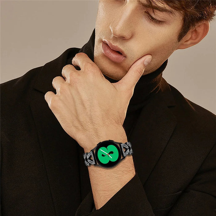 Zinc Alloy Twisted Watch Band Rhinestone Decor for Coros Pace 2 Watch Strap - Black - 6