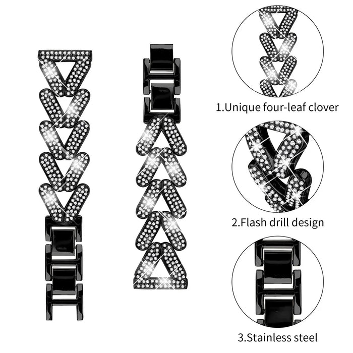 Zinc Alloy Twisted Watch Band Rhinestone Decor for Mibro Lite Watch Strap - Black - 4