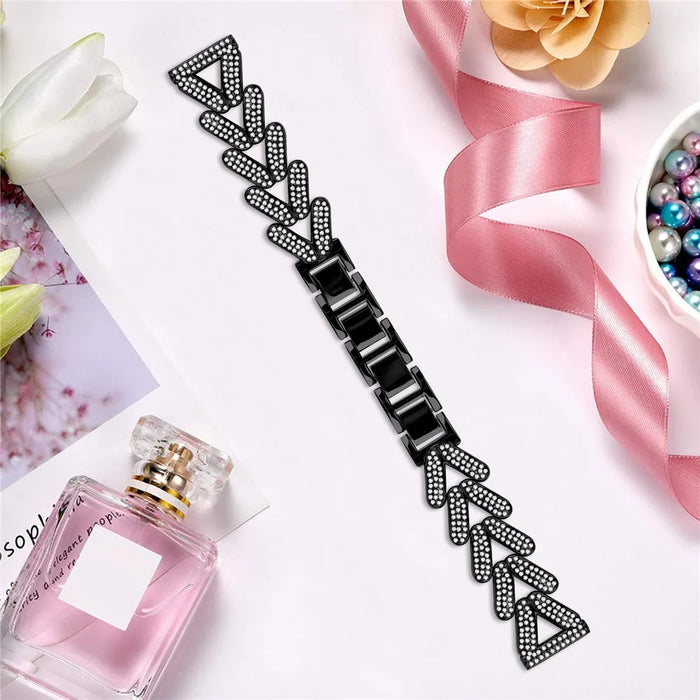 Zinc Alloy Twisted Watch Band Rhinestone Decor for Mibro Lite Watch Strap - Black - 5