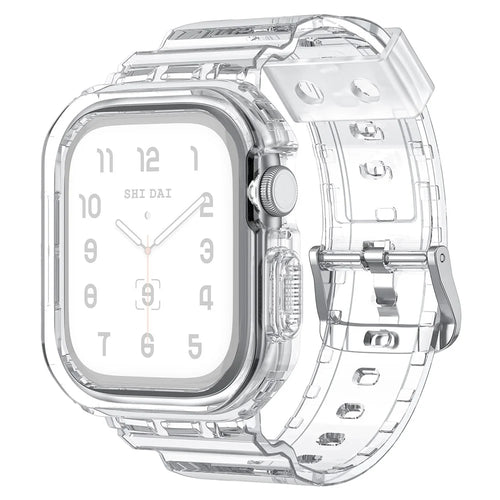 Integrated TPU Strap + Watch Case for Apple Watch Series 10 46mm / Ultra 2 / Ultra 49mm / 9 8 7 45mm / SE (2023) SE (2022) SE 6 5 4 44mm / 3 2 1 42mm - Transparent - 1