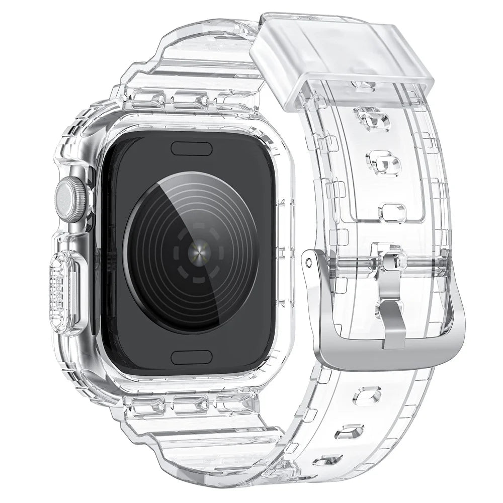 Integrated TPU Strap + Watch Case for Apple Watch Series 10 46mm / Ultra 2 / Ultra 49mm / 9 8 7 45mm / SE (2023) SE (2022) SE 6 5 4 44mm / 3 2 1 42mm - Transparent - 3