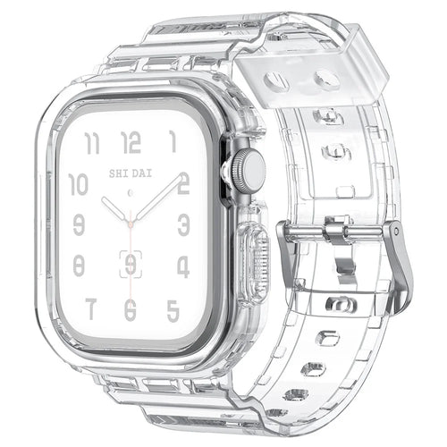 Integrated TPU Strap + Watch Case for Apple Watch Series 10 42mm  /  9 8 7 41mm  /  SE (2023) SE (2022) SE 6 5 4 40mm  /  3 2 1 38mm - Transparent - 1