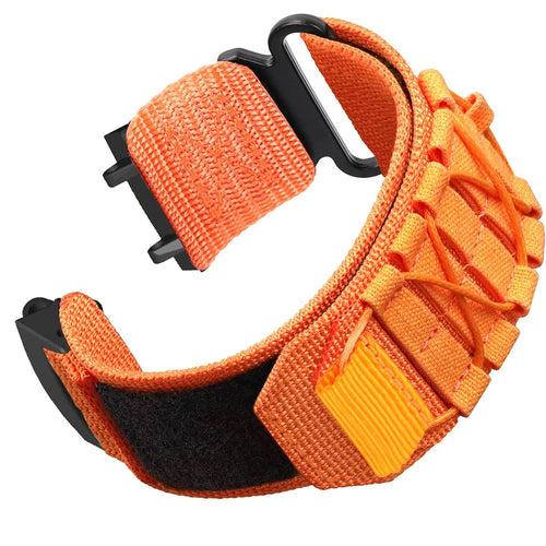 For Huami Amazfit T-Rex 3 Nylon Watch Band Loop Fastener Wrist Strap with Connector - Orange - 1