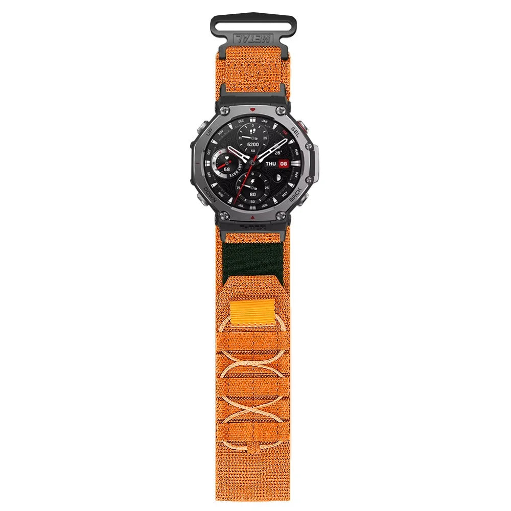 For Huami Amazfit T-Rex 3 Nylon Watch Band Loop Fastener Wrist Strap with Connector - Orange - 3