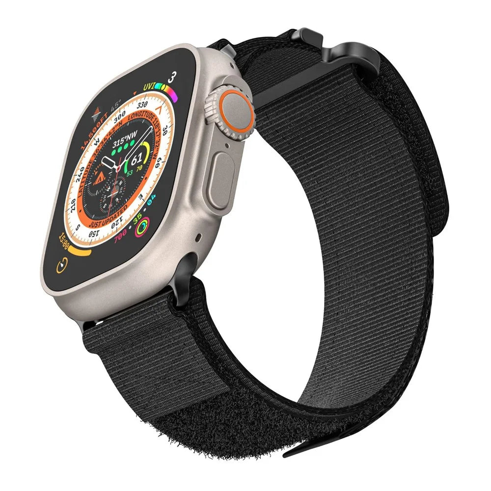 Nylon Band For Apple Watch Series 11 10 42mm / 9 8 7 41mm / SE3 SE2 SE 6 5 4 40mm / 3 2 1 38mm Watchband with Connector - Black - 4