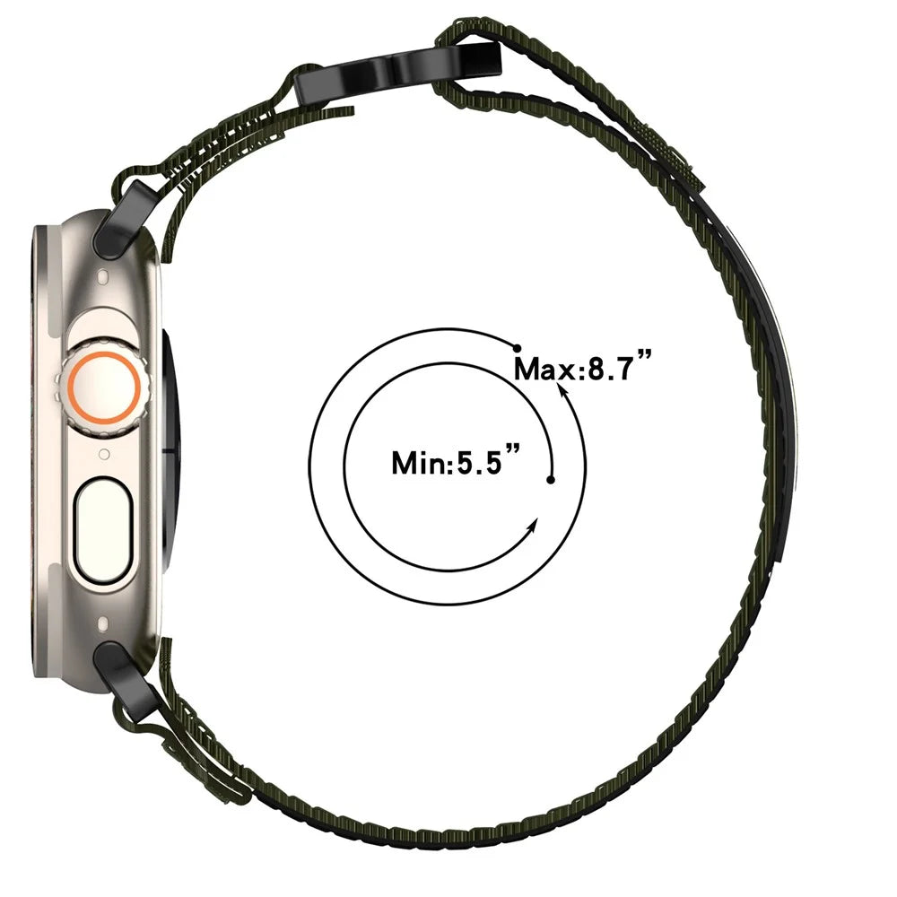 Nylon Band For Apple Watch Series 11 10 42mm / 9 8 7 41mm / SE3 SE2 SE 6 5 4 40mm / 3 2 1 38mm Watchband with Connector - Black - 6
