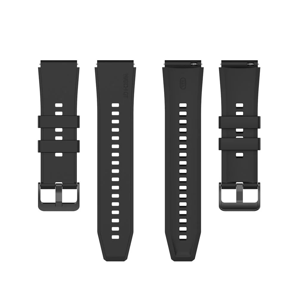 For Huawei Watch GT 2 Pro Soft Silicone Watch Band 22mm Replacement Strap - Black - 5