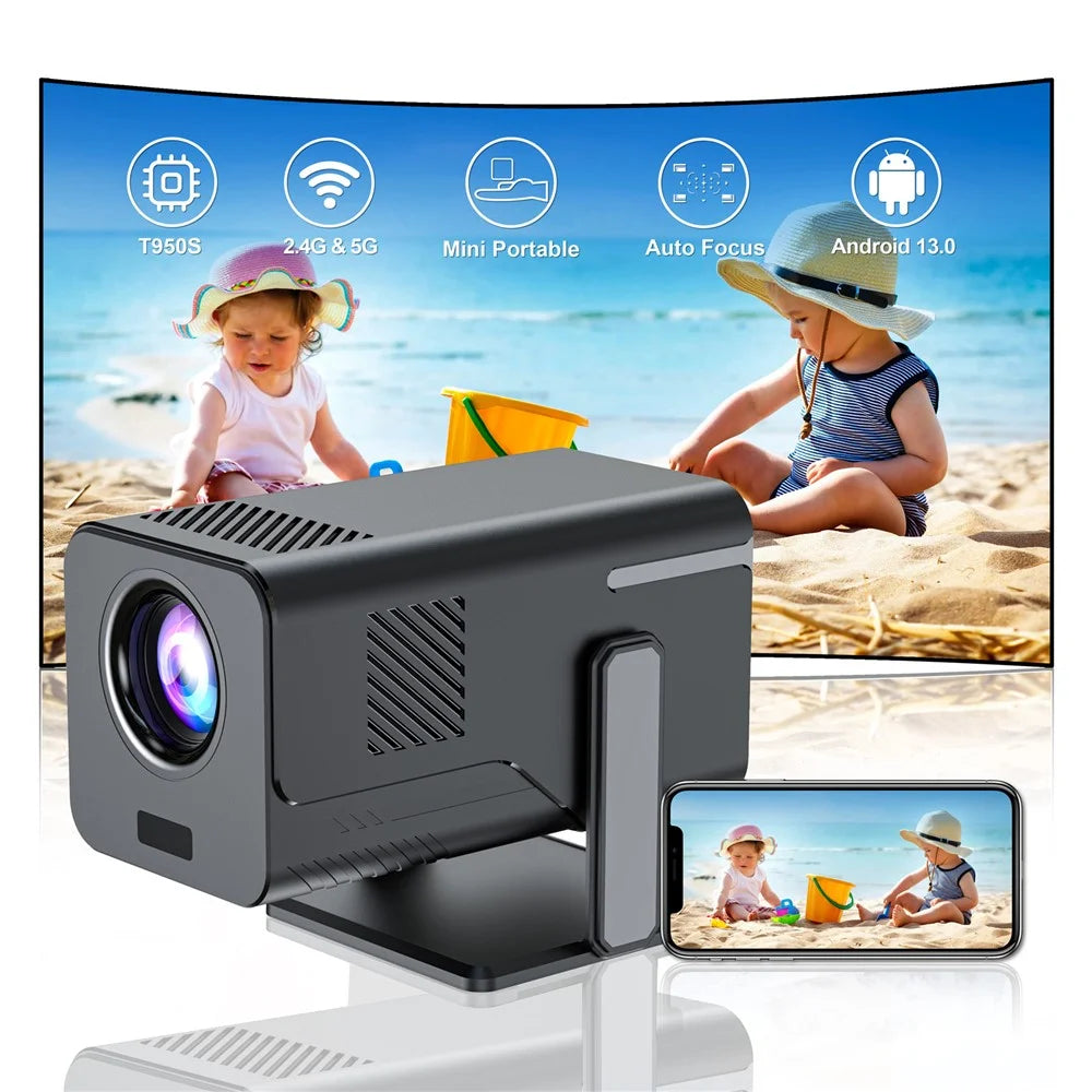 HM103-B Dual-Band Bluetooth-compatible 5.0 1080P Auto Focus Projector with 270-Degree Adjustable - US Plug - 3