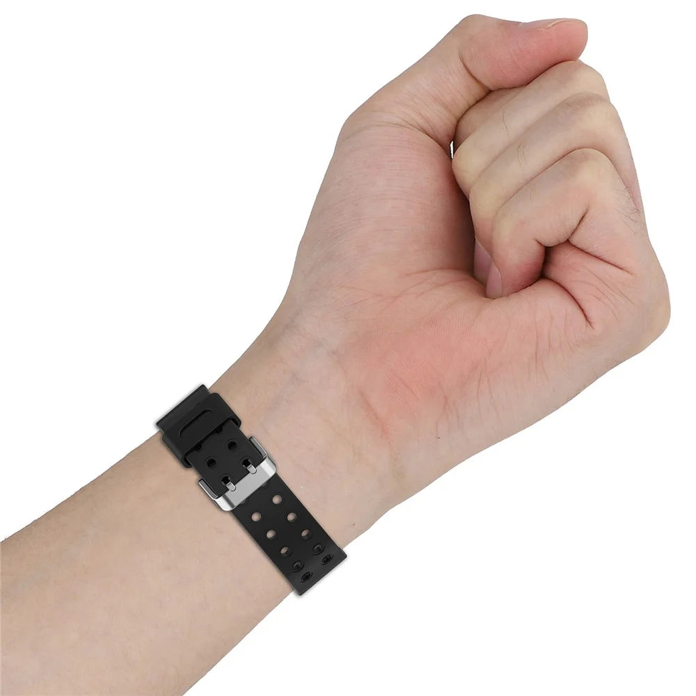 For Samsung Galaxy Watch7 44mm Watch Band Silicone Strap Replacement with Watch Case - Black - 6