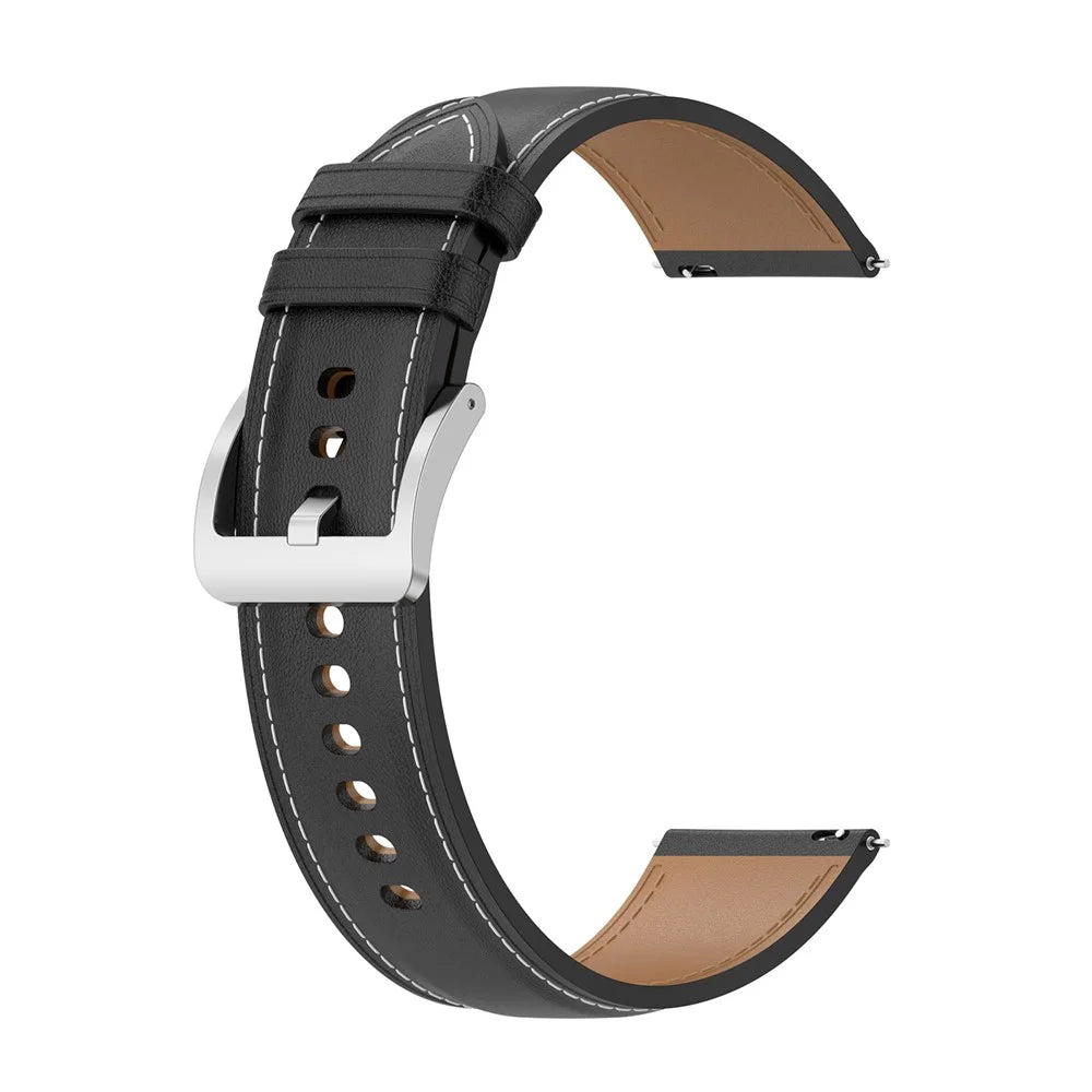 20mm Watch Band for Huami Amazfit Active / GTR Mini / Bip 3 / Bip 3 Pro Genuine Cow Leather Strap with Quick Release Connector - Black - 2