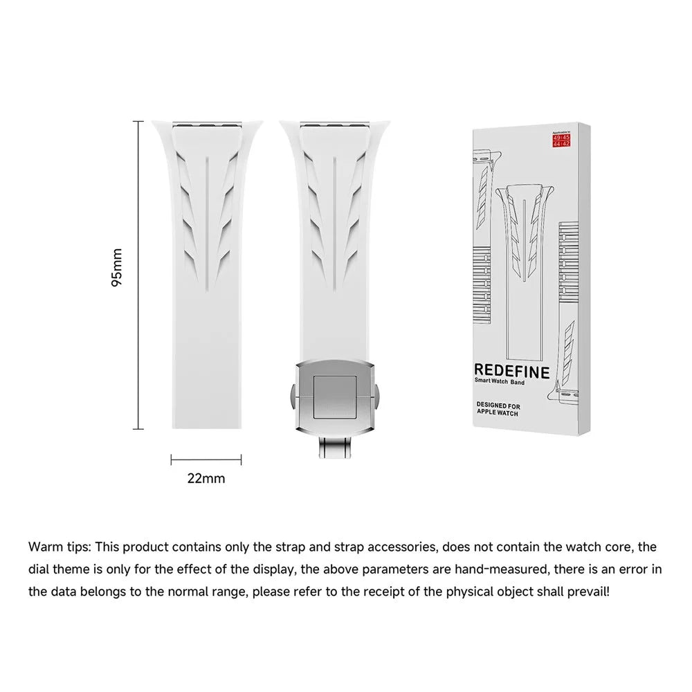 Silicone Watch Strap for Apple Watch Ultra 3 2 1 49mm / Series 11 10 46mm / 9 8 7 45mm / SE3 SE2 SE 6 5 4 44mm / 3 2 1 42mm Butterfly Clasp Band - White - 6