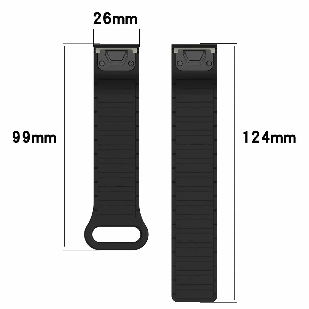 26mm Silicone Band for Garmin Enduro 3 / Fenix 8 51mm / Instinct 2X / Fenix 7X Quick Release Magnetic Watch Strap - Midnight Green+Black - 7