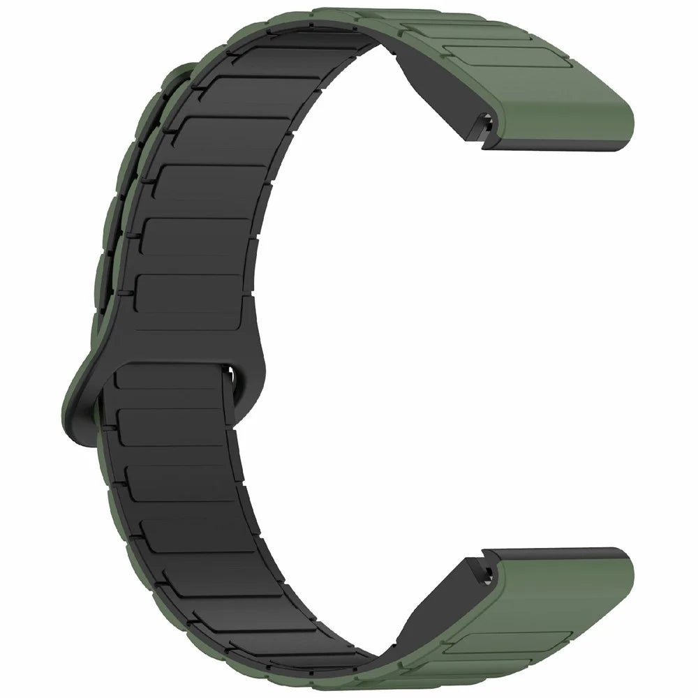22mm Silicone Band for Garmin Fenix 8 47mm / Fenix E 47mm / Fenix 7 / Descent G1 Quick Release Magnetic Watch Strap - Midnight Green+Black - 4