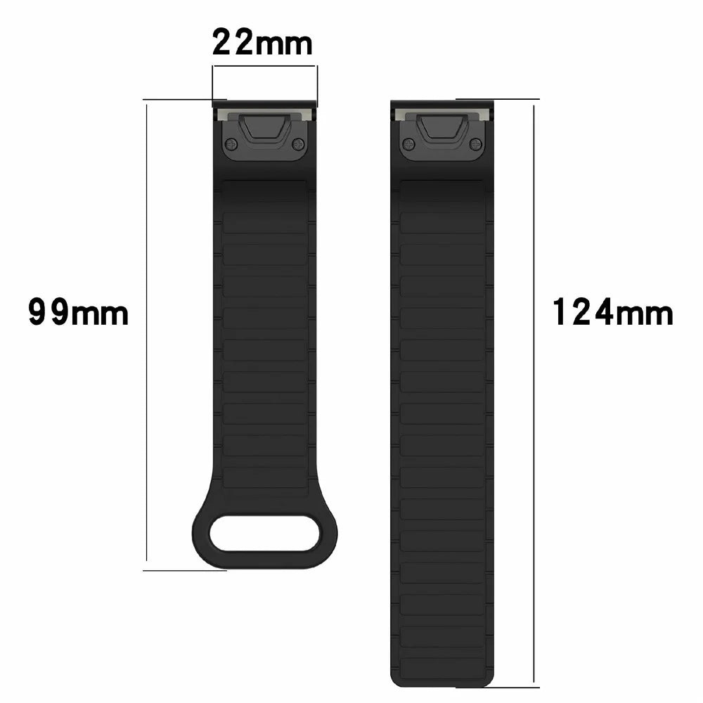 22mm Silicone Band for Garmin Fenix 8 47mm / Fenix E 47mm / Fenix 7 / Descent G1 Quick Release Magnetic Watch Strap - Midnight Green+Black - 7