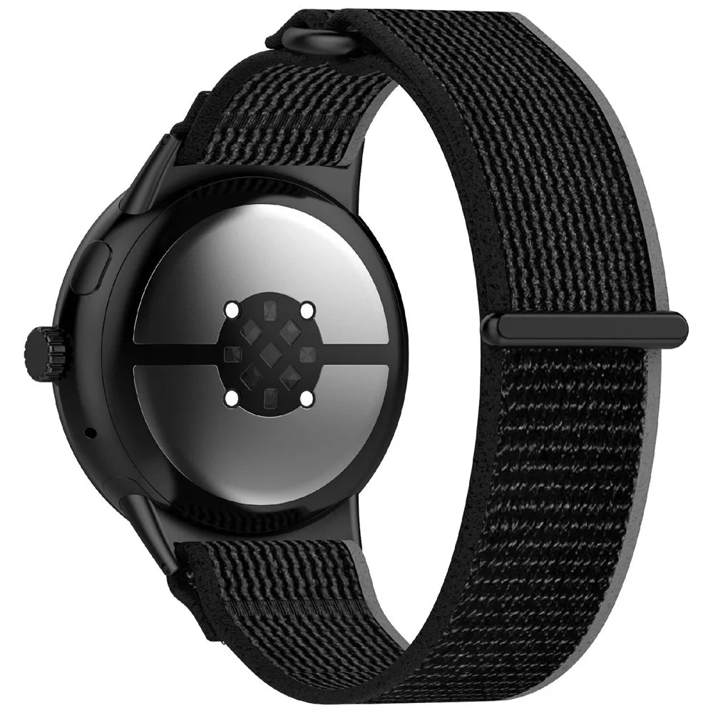 For Google Pixel Watch 4 45mm / Watch 3 45mm Band Adjustable Braided Nylon Sport Loop Watch Strap - Black+Grey - 1