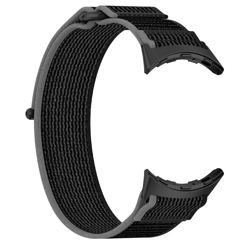 For Google Pixel Watch 4 45mm / Watch 3 45mm Band Adjustable Braided Nylon Sport Loop Watch Strap - Black+Grey - 3