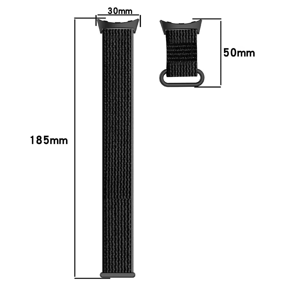 For Google Pixel Watch 4 45mm / Watch 3 45mm Band Adjustable Braided Nylon Sport Loop Watch Strap - Black+Grey - 5