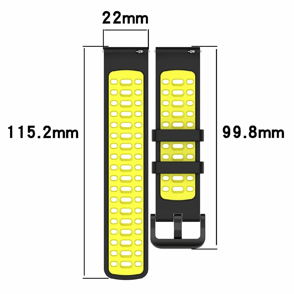 22mm Silicone Watch Band for Xiaomi Watch S4 Sport / Keep Watch Pilot 1 / Samsung Galaxy Watch3 45mm Sport Strap - Black+Lime - 7