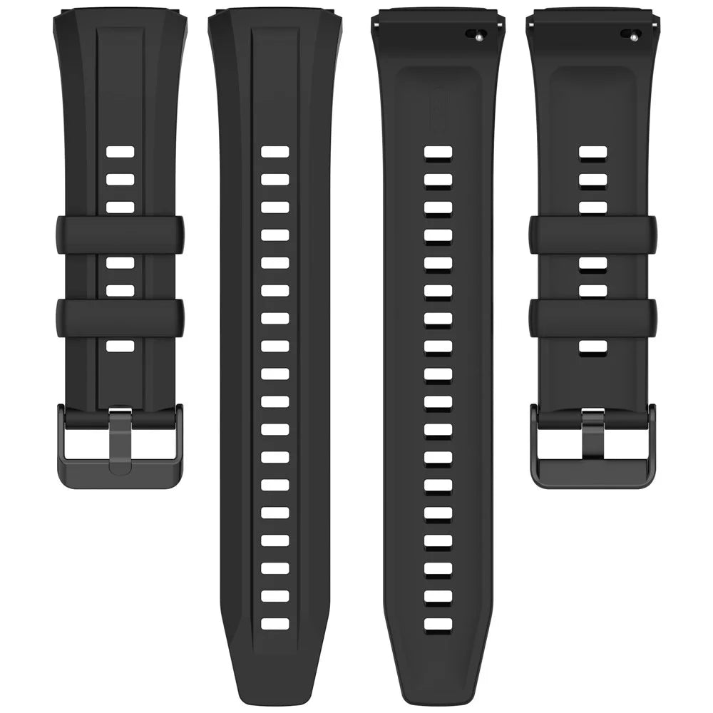 For Huawei Watch GT 5 Pro 46mm Liquid Silicone Watch Band Breathable Sport Replacement Strap - Black - 5