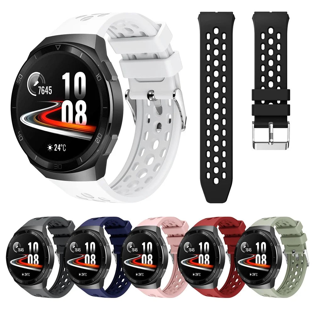 22MM Soft Silicone Watch Band Strap Replacement for Huawei Watch GT 2e - Black - 5