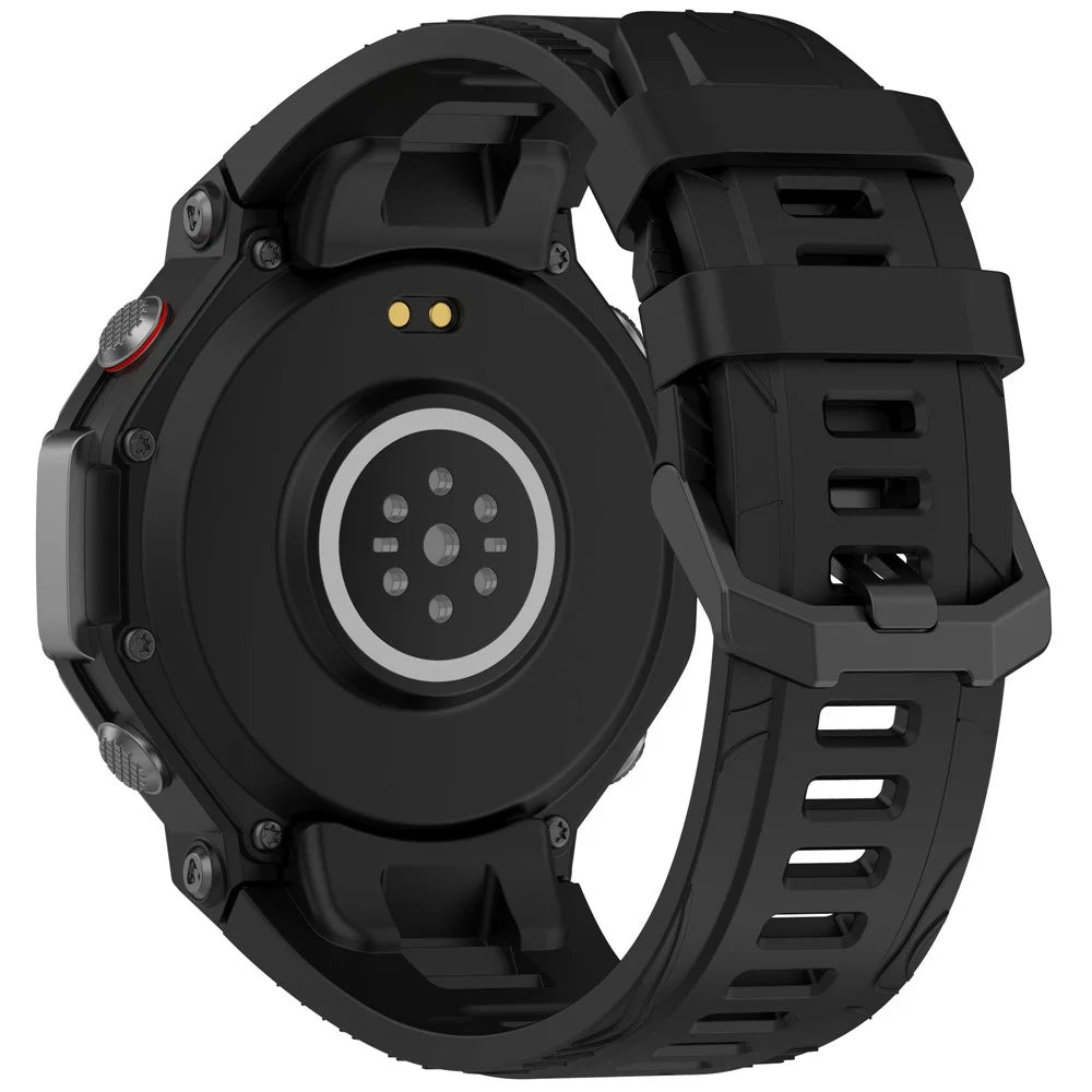 For Huami Amazfit T-Rex 3 Silicone Watch Band Breathable Soft Strap - Black - 1