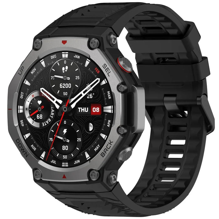 For Huami Amazfit T-Rex 3 Silicone Watch Band Breathable Soft Strap - Black - 2