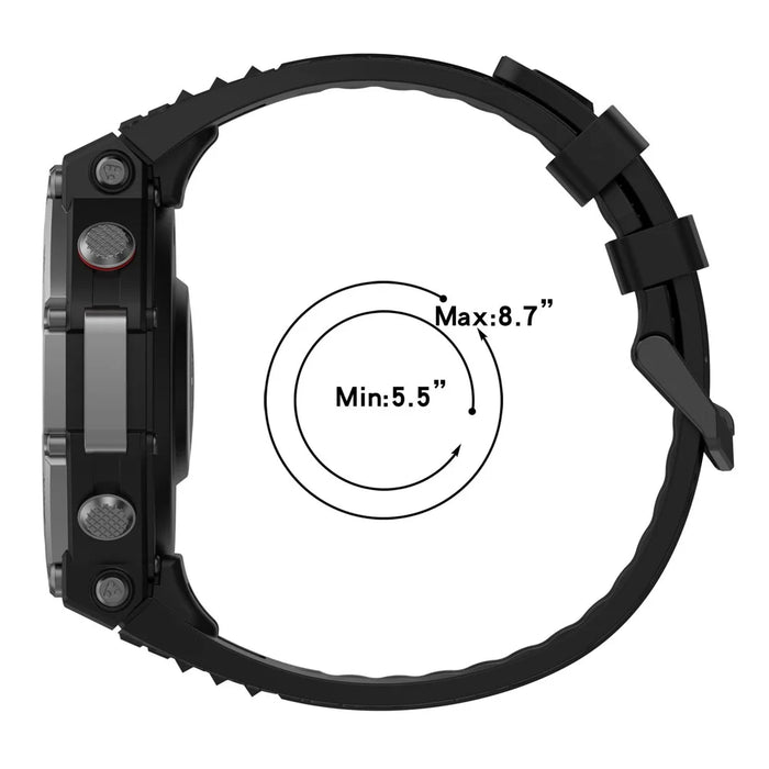 For Huami Amazfit T-Rex 3 Silicone Watch Band Breathable Soft Strap - Black - 5