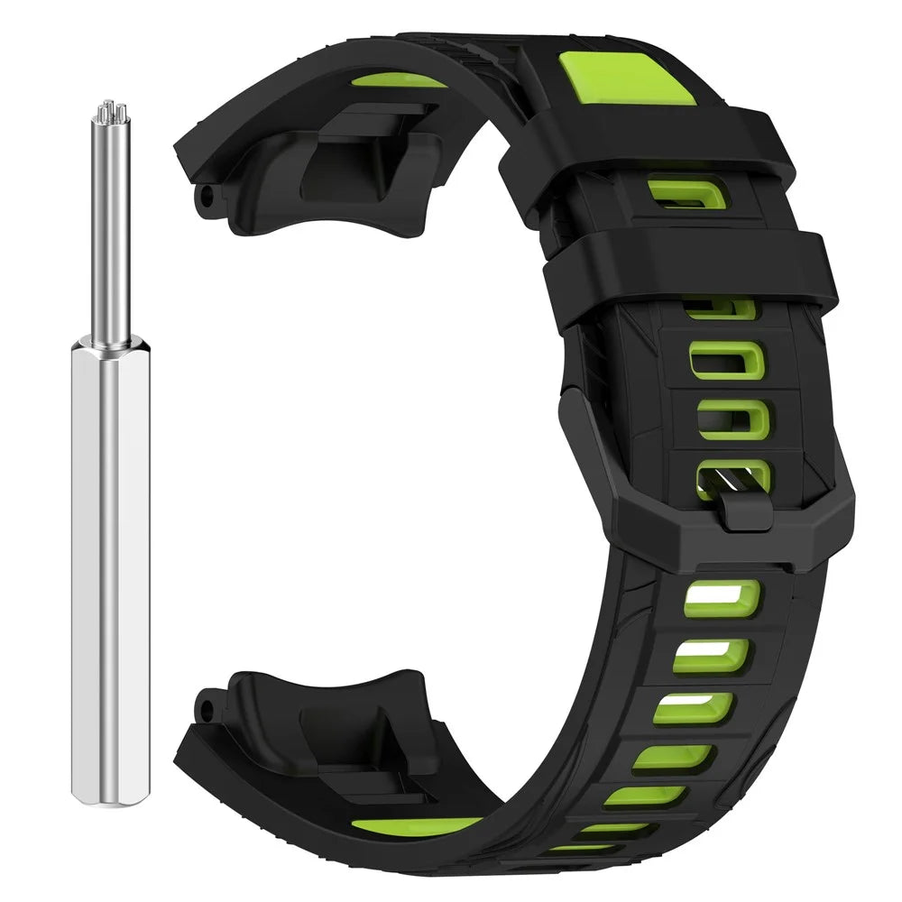 For Huami Amazfit T-Rex 3 Watch Band Dual Color Silicone Breathable Sport Strap - Black+Green - 3