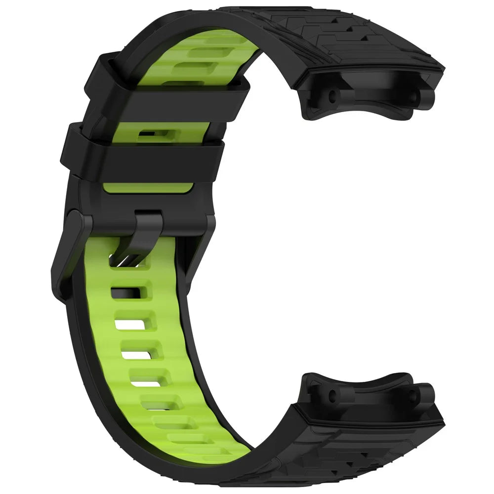 For Huami Amazfit T-Rex 3 Watch Band Dual Color Silicone Breathable Sport Strap - Black+Green - 4
