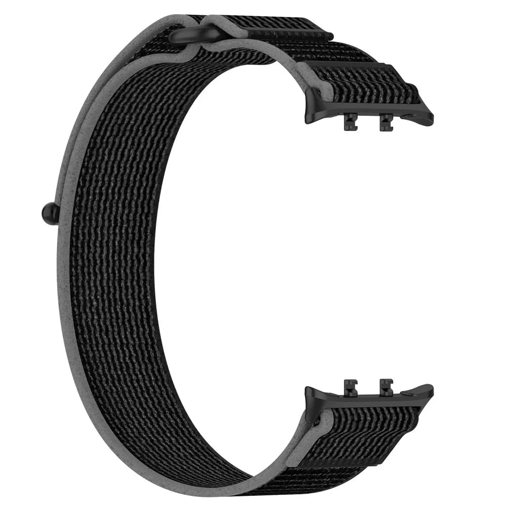 For Honor Watch 5 Band Adjustable Braided Nylon Sport Loop Watch Strap - Black+Grey - 3