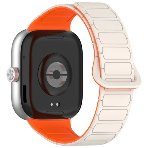 Silicone Band for Xiaomi Smart Band 10 Pro / 9 Pro / 8 Pro / Redmi Watch 6 / 5 / 4 Magnetic Watch Strap - Starlight+Orange - 1