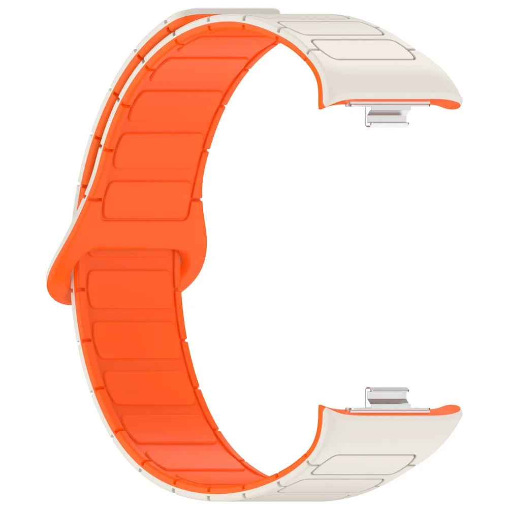 Silicone Band for Xiaomi Smart Band 10 Pro / 9 Pro / 8 Pro / Redmi Watch 6 / 5 / 4 Magnetic Watch Strap - Starlight+Orange - 4