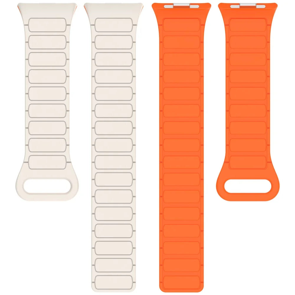 Silicone Band for Xiaomi Smart Band 10 Pro / 9 Pro / 8 Pro / Redmi Watch 6 / 5 / 4 Magnetic Watch Strap - Starlight+Orange - 5