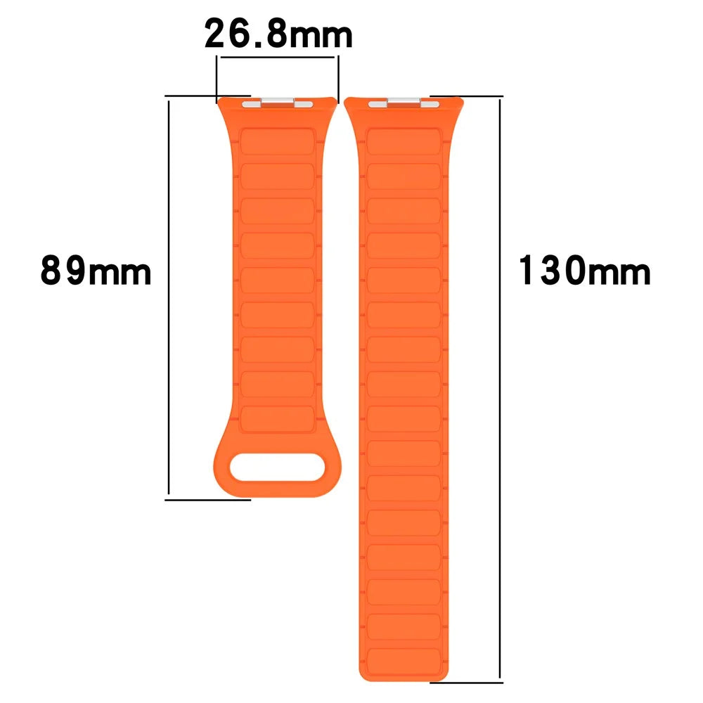 Silicone Band for Xiaomi Smart Band 10 Pro / 9 Pro / 8 Pro / Redmi Watch 6 / 5 / 4 Magnetic Watch Strap - Starlight+Orange - 7