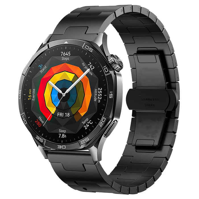 For Huawei Watch GT 5 Pro / 5 / 4 46mm / Samsung Galaxy Watch3 45mm Replacement Strap 22mm Metal Watch Band - Black - 2