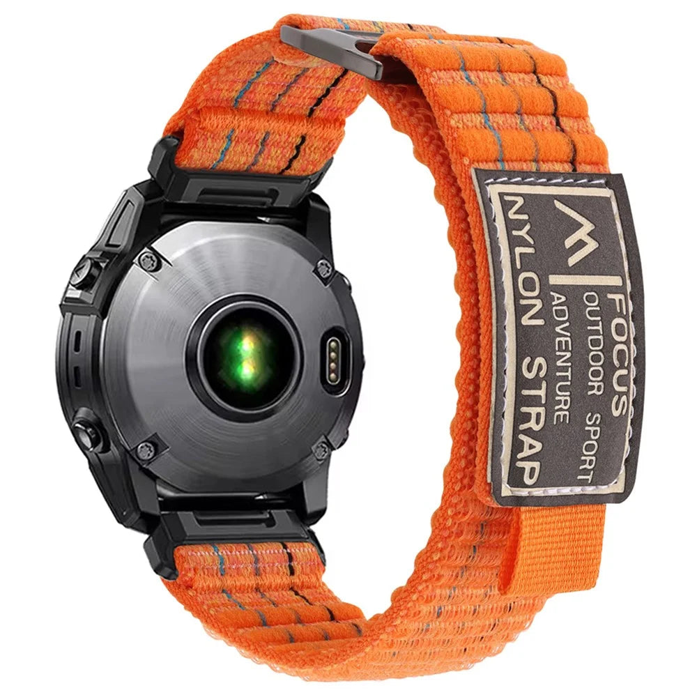 22mm Watch Band for Garmin Fenix 8 47mm / Fenix E 47mm / Quatix 7 Pro Magic Tape Nylon Strap - Orange - 1