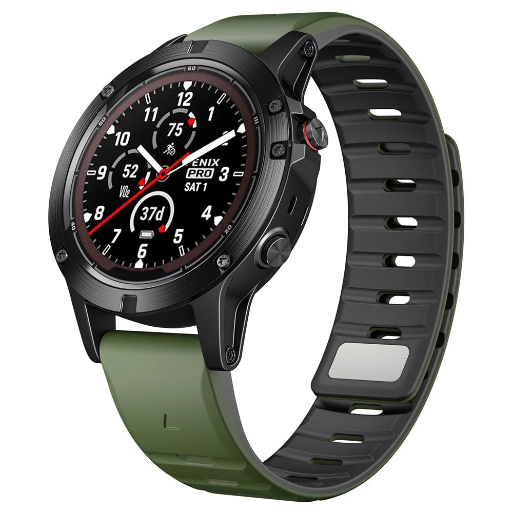 26mm Magnetic Strap for Garmin Fenix 8 51mm / Enduro 3 / Instinct 2X Silicone Watch Band - Army Green+Black - 2