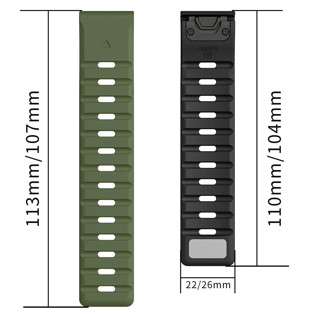 22mm Magnetic Strap for Garmin Fenix 8 47mm / Fenix E 47mm / Quatix 7 Pro Silicone Watch Band - Army Green+Black - 3