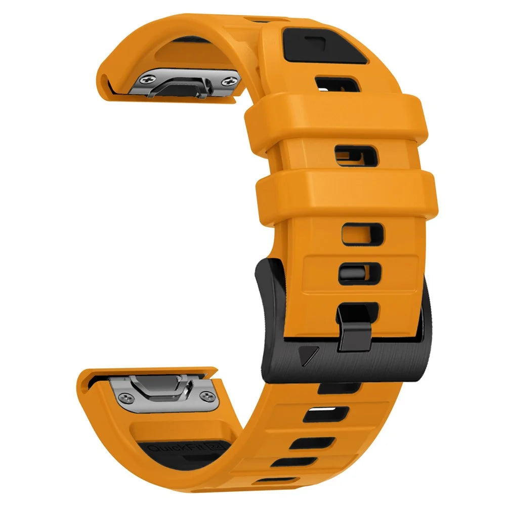 22mm Watch Strap for Garmin Fenix 8 47mm  /  Fenix E 47mm  /  Quatix 7 Pro Universal Silicone Band - Orange+Black - 3