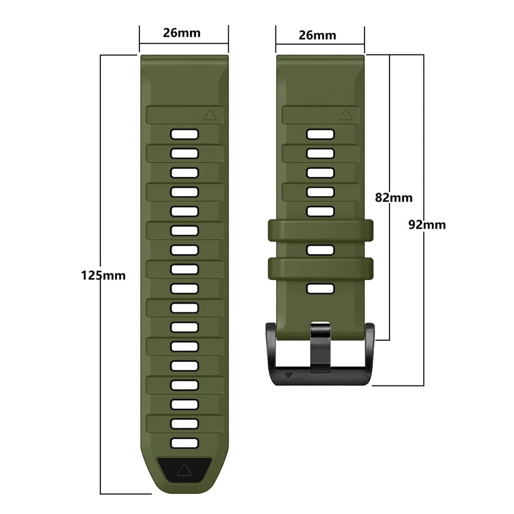 26mm Watch Strap for Garmin Fenix 8 51mm / Enduro 3 / Instinct 2X Universal Silicone Band - Army Green+Black - 4