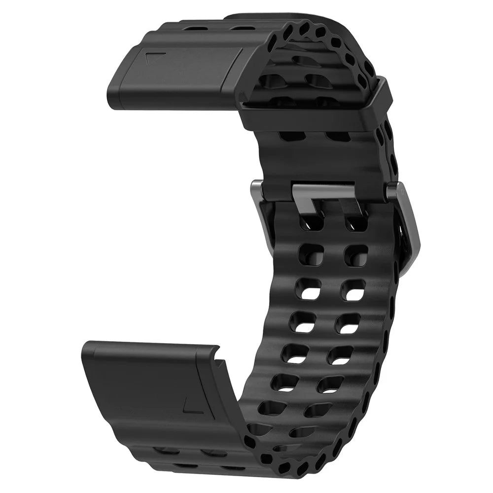26mm Silicone Strap for Garmin Fenix 8 51mm / Enduro 3 / Instinct 2X Multiple Holes Watchband - Black - 3