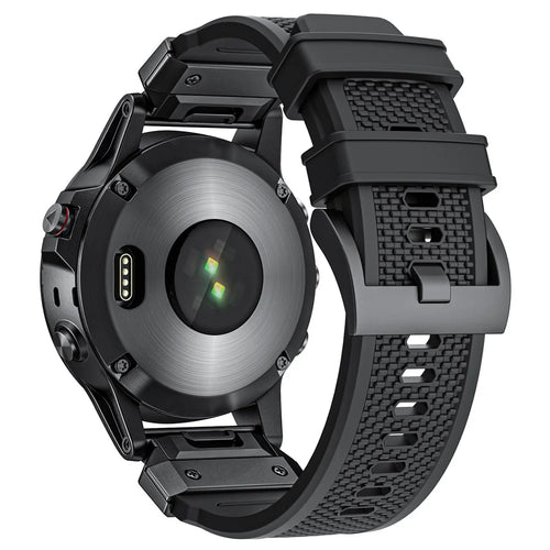 22mm Rubber Strap for Garmin Fenix 8 47mm  /  Fenix E 47mm  /  Quatix 7 Pro Universal Watch Band - Black - 1