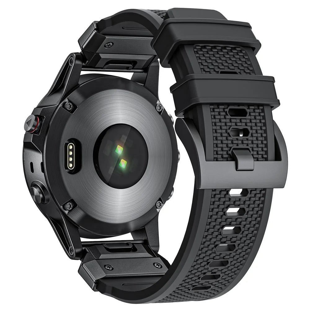 22mm Rubber Strap for Garmin Fenix 8 47mm  /  Fenix E 47mm  /  Quatix 7 Pro Universal Watch Band - Black - 1