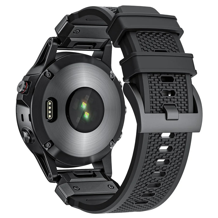 22mm Rubber Strap for Garmin Fenix 8 47mm  /  Fenix E 47mm  /  Quatix 7 Pro Universal Watch Band - Black - 1
