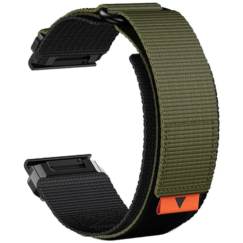 26mm Magic Tape Nylon Quick Release Strap for Garmin Fenix 8 51mm  /  Fenix 7X  /  6X - Army Green - 1