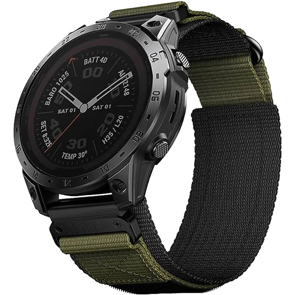 26mm Magic Tape Nylon Quick Release Strap for Garmin Fenix 8 51mm  /  Fenix 7X  /  6X - Army Green - 2