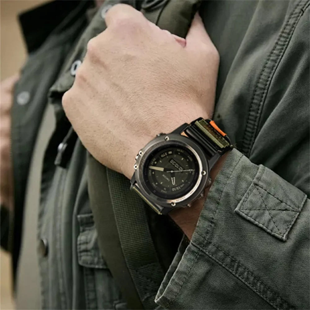 22mm Magic Tape Nylon Quick Release Strap for Garmin Fenix 8 47mm  /  Fenix 7  /  6 - Army Green - 3