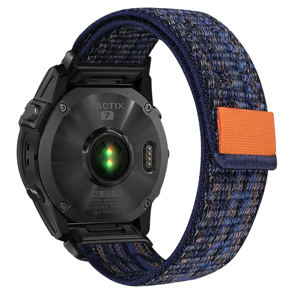 22mm Quick Release Nylon Watch Band for Garmin Fenix 8 47mm  /  Fenix 7  /  6 - Blue+Orange - 2