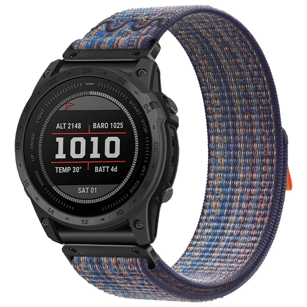 22mm Quick Release Nylon Watch Band for Garmin Fenix 8 47mm  /  Fenix 7  /  6 - Blue+Orange - 3