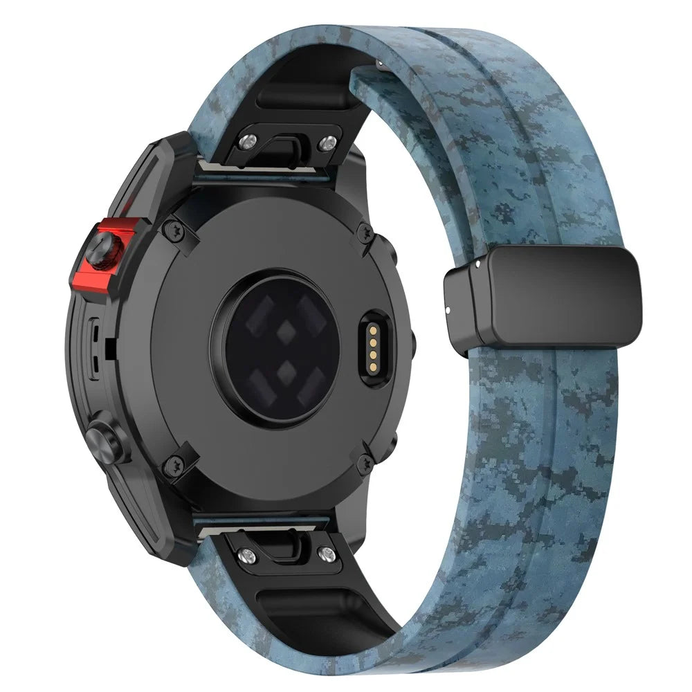 26mm Watch Strap For Garmin Fenix 8 51mm  /  Fenix 7X  /  6X Camouflage Silicone Watchband with Magnetic Black Buckle - Mosaic - 2